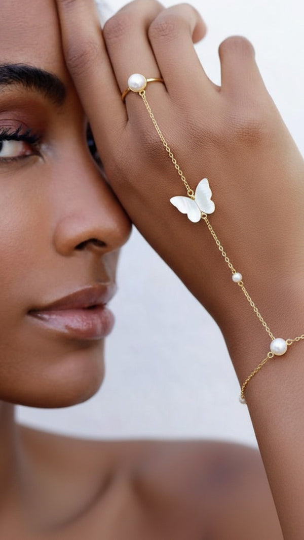 Butterfly &amp; Pearl Slave Bracelet