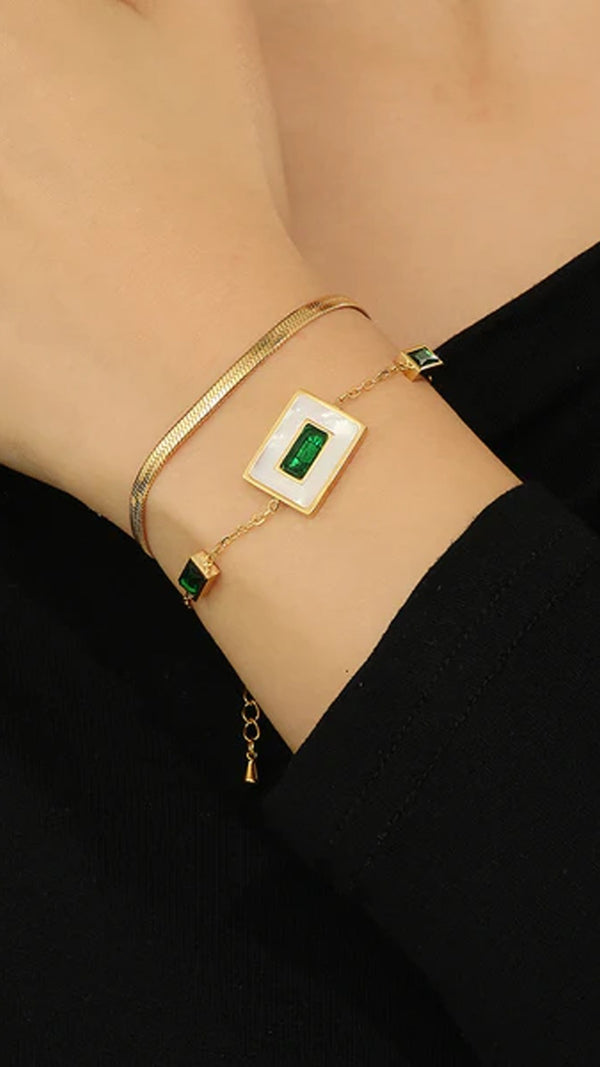 Emerald Art Deco Layered Bracelet